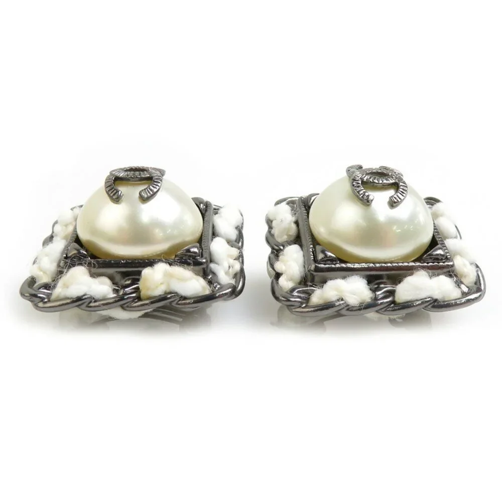 CHANEL White Pearl Logo Earrings - Picture 3 of 5